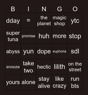 namjyoonkim Bingo Card