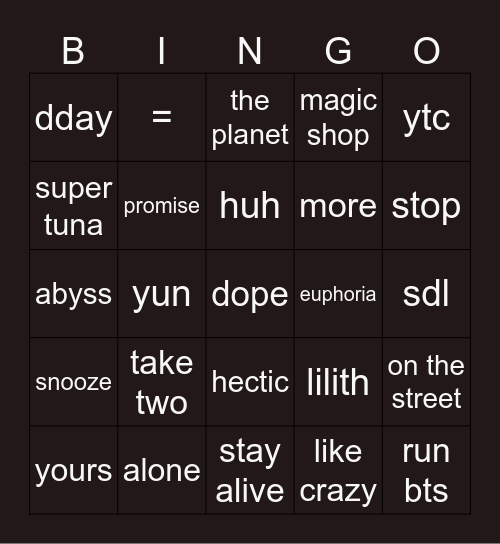 namjyoonkim Bingo Card