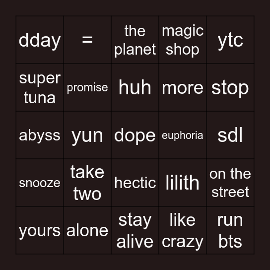 namjyoonkim Bingo Card