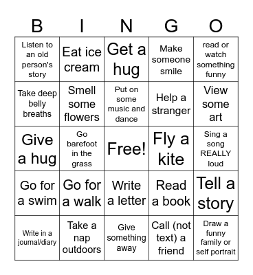 Summertime Bingo (Elementary) Bingo Card