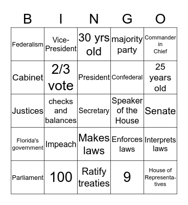 Three Branches Bingo Card