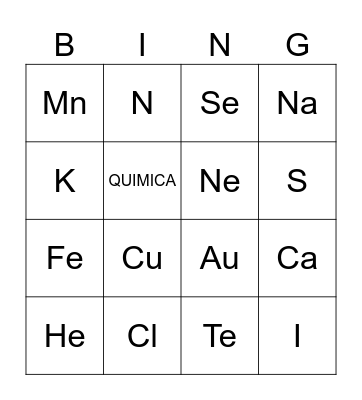 BINGO DE QUIMICA BM Bingo Card