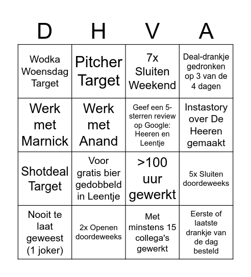 De LowLands Bingo! Bingo Card