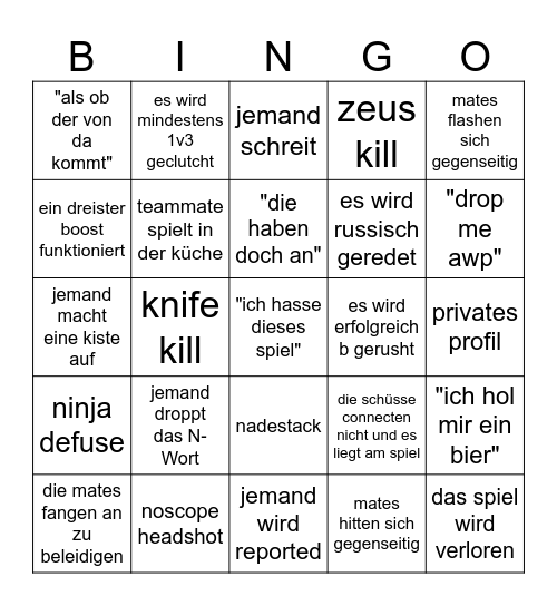 CS BINGI Bingo Card