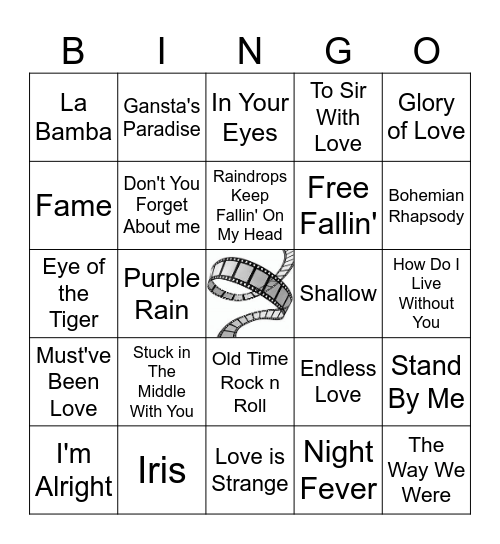 Movie Song Hits #1 Bingo Card