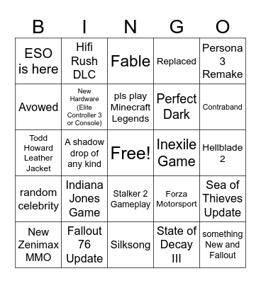 Xbox Conference Bingo Card