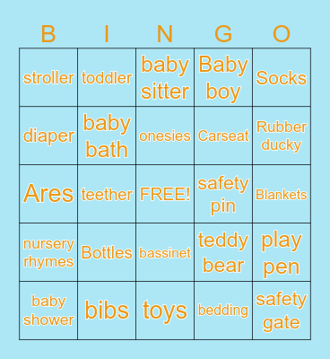 Baby Shower BINGO Card