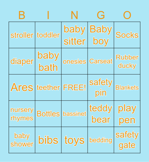 Baby Shower BINGO Card