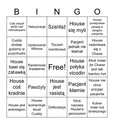 Bingo Dr House'a Bingo Card