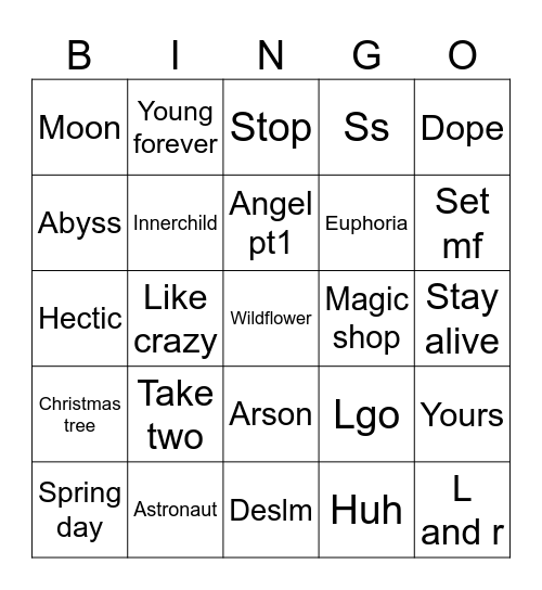 Hopewritehere Bingo Card