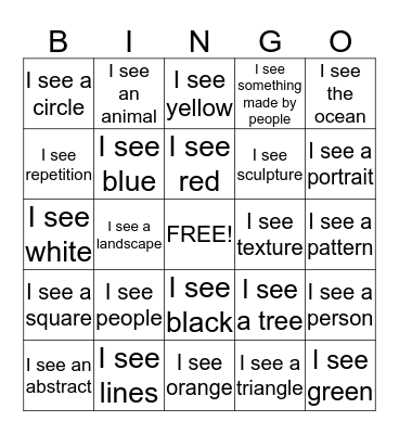 Looking at Art  Bingo Card