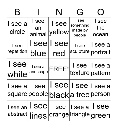 Looking at Art  Bingo Card