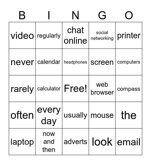 Technology Bingo Card