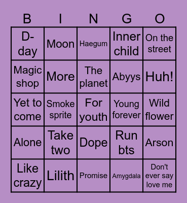 @BTS4VR04 Bingo Card