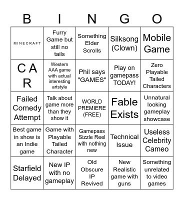 Mika's Xbox Presentation Bingo! Bingo Card