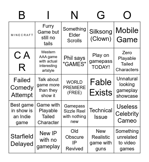 Mika's Xbox Presentation Bingo! Bingo Card