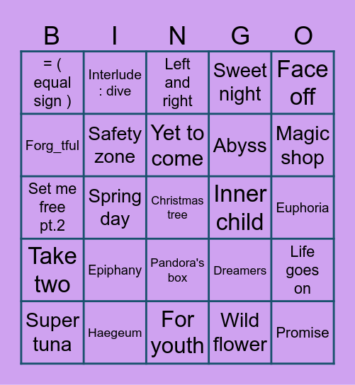 @sirisharaoch Bingo Card