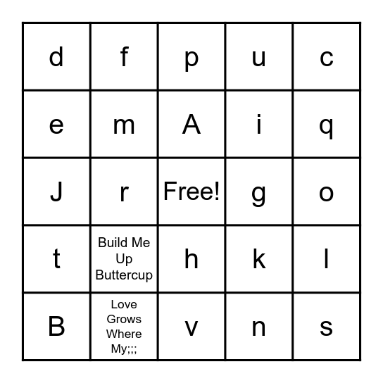 Gardening Bingo Card