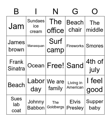 Beach Bingo Card