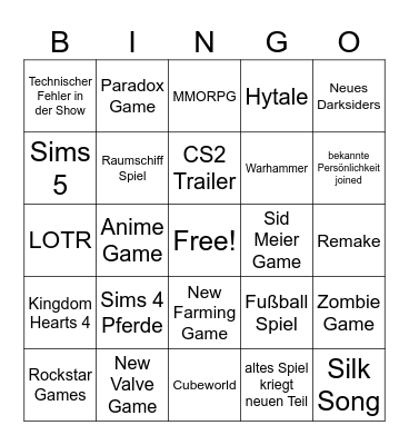 PC Gaming Show 23 Bingo Card