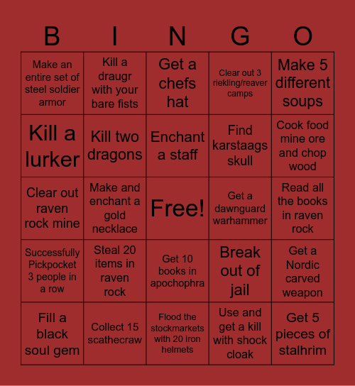 Solsthiem challenge Bingo Card