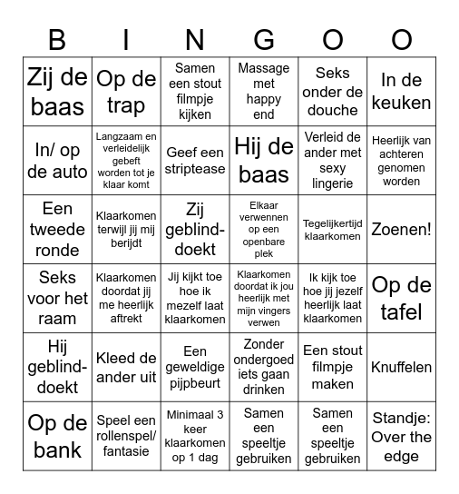 Stoute Vakantie Bingo Card