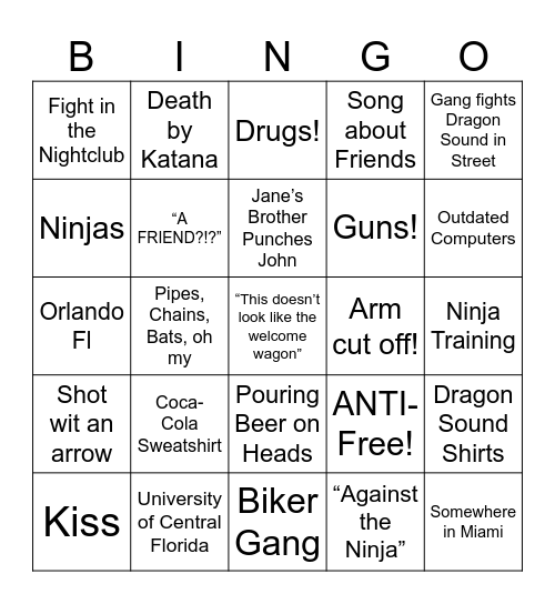 Miami Connection - Round 1 Bingo Card