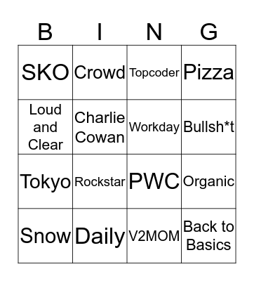 Appirio Bullshit Bingo Card