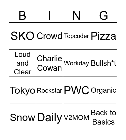 Appirio Bullshit Bingo Card