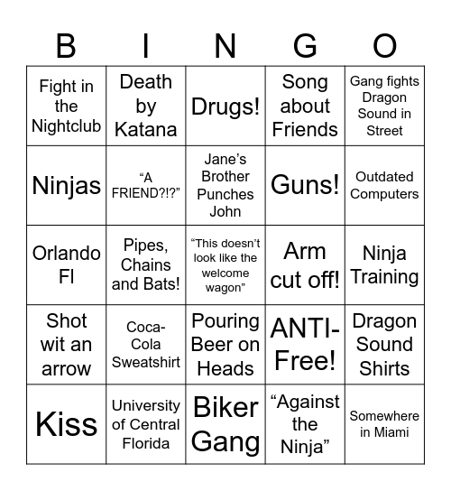 Miami Connection - Round 1 Bingo Card