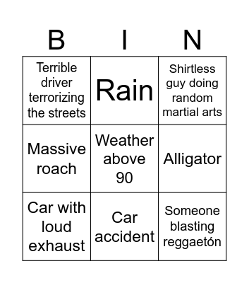 Florida Bingo Board Bingo Card