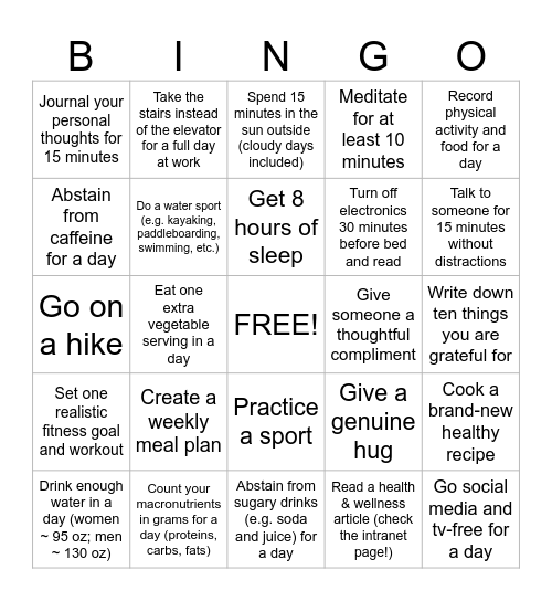 Health & Wellness Bingo Round 4 Bingo Card