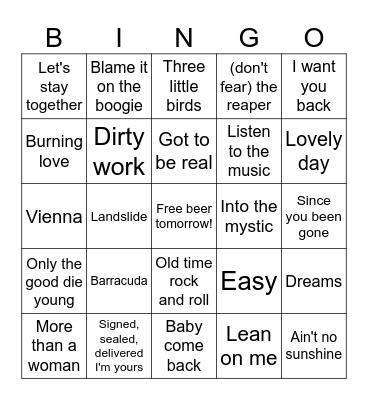 All Out 70's 2 Bingo Card