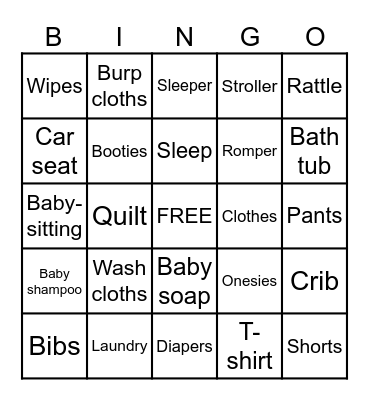 Vania is having a Baby! Bingo Card