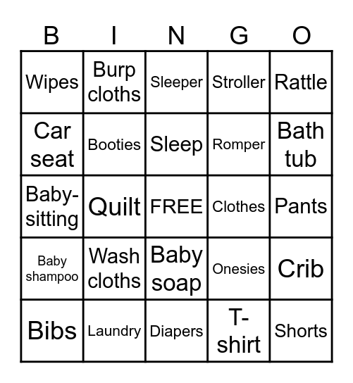 Vania is having a Baby! Bingo Card