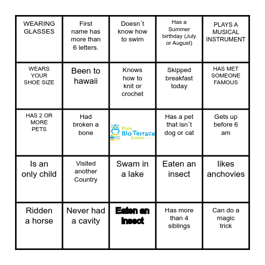 Find The Guest Bingo Card