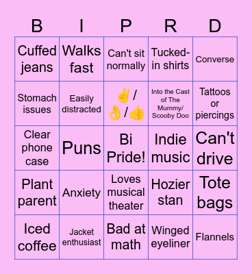 Bi Culture Bingo Card