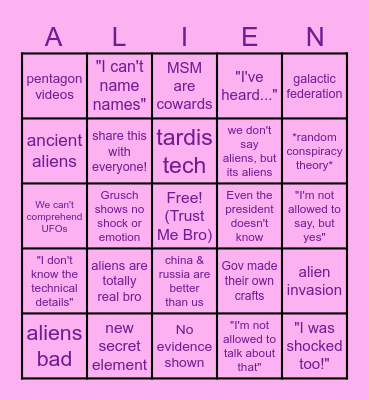 Grusch Interview Bingo Card