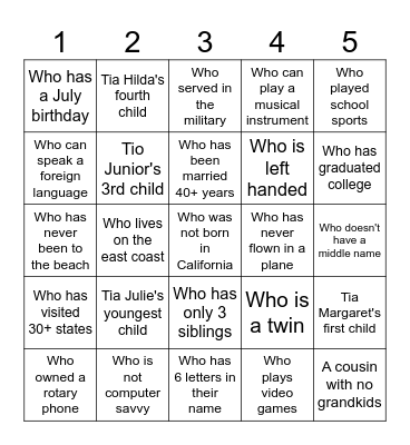 Find Someone Bingo Card