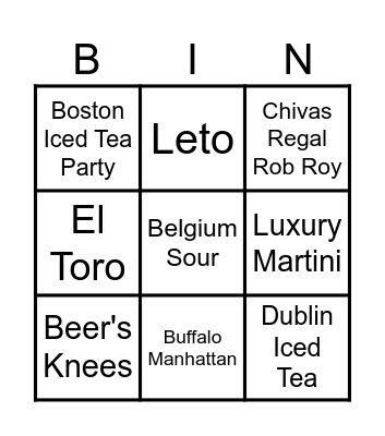 Barnacle & Barrel Pub Bingo Card