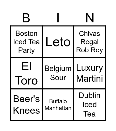 Barnacle & Barrel Pub Bingo Card