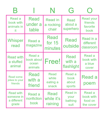 Summer Reading- First Grade Bingo Card