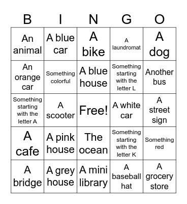 Bus Bingo Card