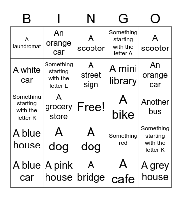 Bus Bingo Card