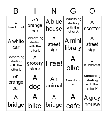 Bus Bingo Card