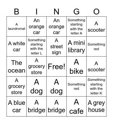 Bus Bingo Card