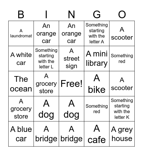 Bus Bingo Card