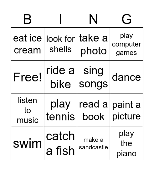 Holiday Bingo Card