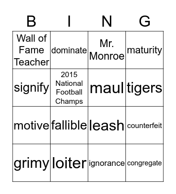 Untitled Bingo Card