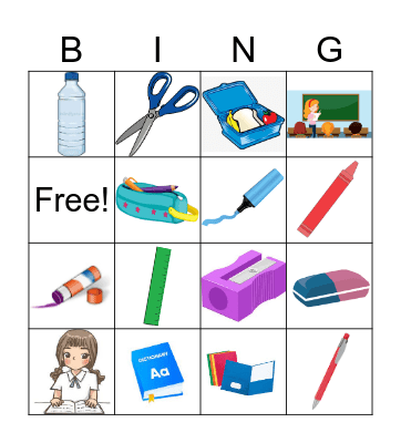 SCHOOL SUPPLIES! Bingo Card
